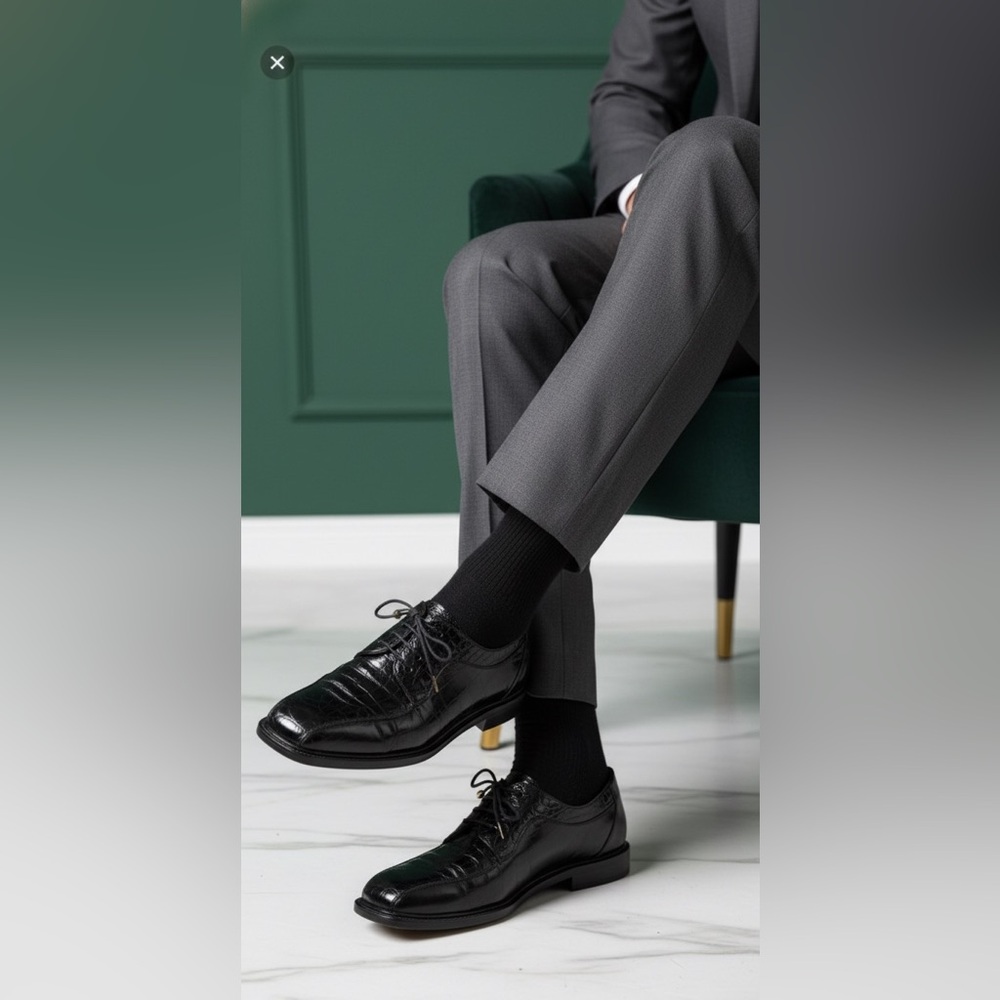 Mezlan Genuine Black Crocodile Oxfords Men’s‎ Size 10.5M
